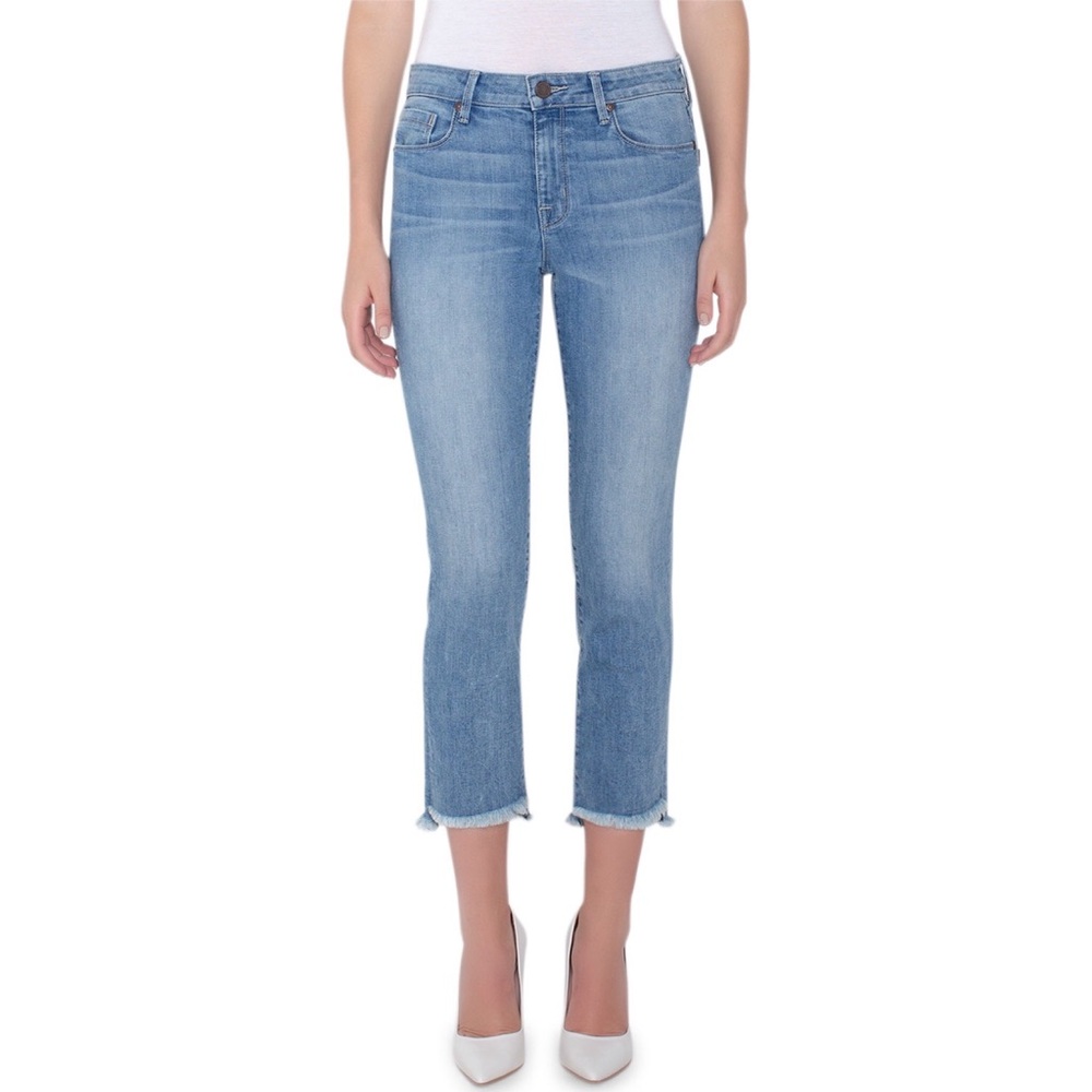Parker Smith Shark Bite Straight Leg Jeans 26 Cropped Raw Hem NWT
